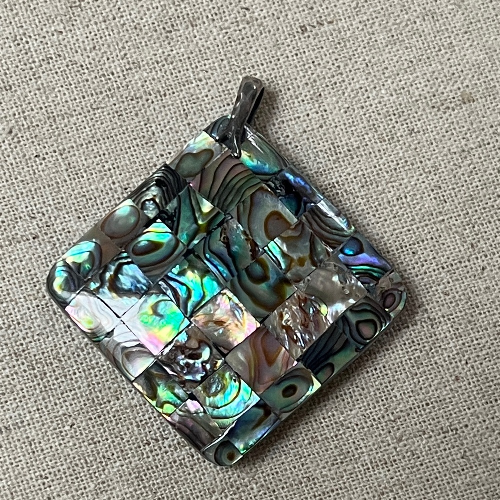 Puffy Abalone Shell Mosaic Pendant